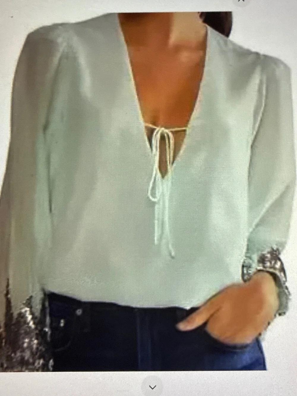 NWT Cynthia Rowley Starburst Peasant Mint Silk Romantic Feminine Sequins Blouse - Picture 1 of 5